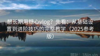 想长期用糖心vlog？先看：从基础设置到进阶技巧的完整教学（2025参考版）