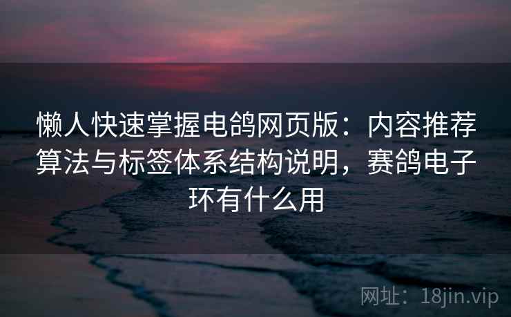 懒人快速掌握电鸽网页版：内容推荐算法与标签体系结构说明，赛鸽电子环有什么用